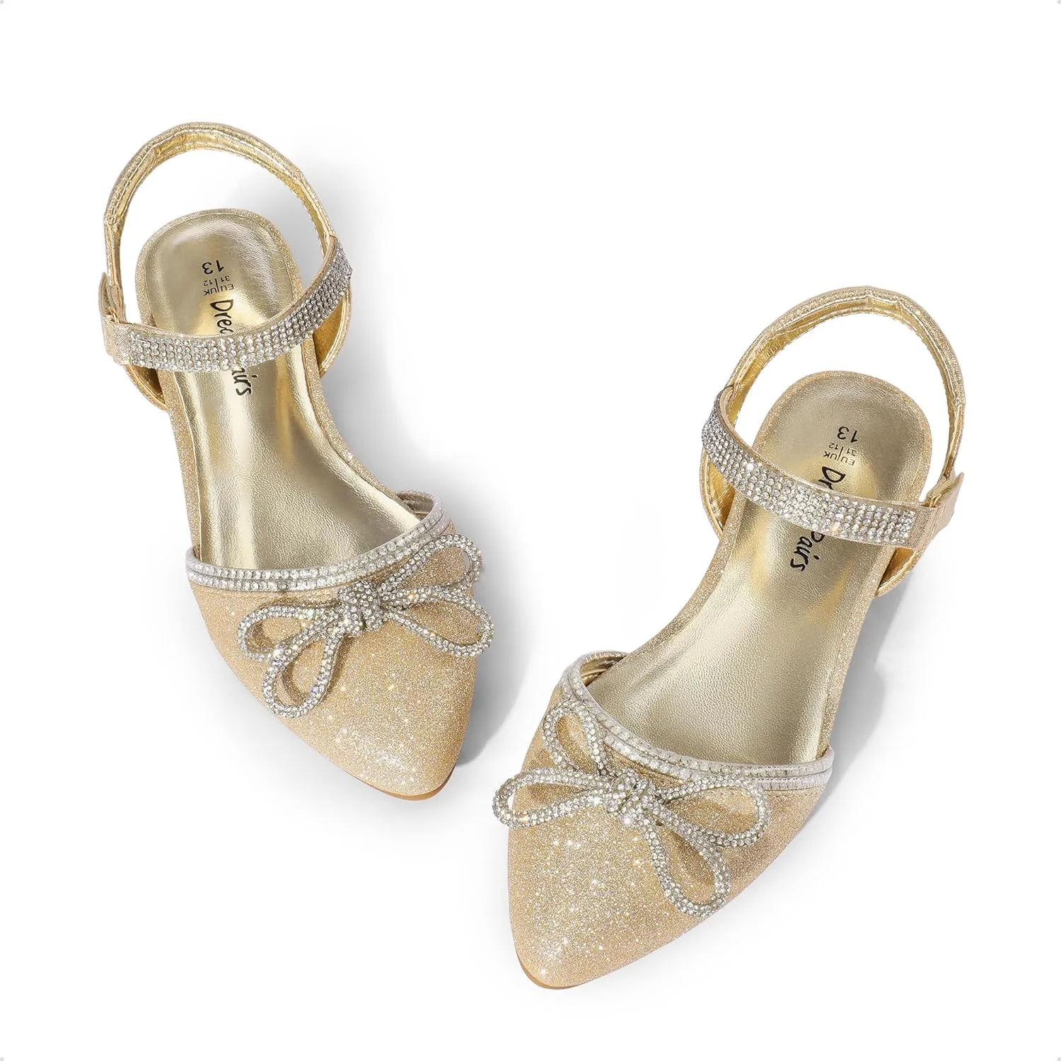DREAM PAIRS Girls Sandals Closed Toe Dress Low Heels Pointed Toe Pump Flower Shoes for Little Big Kids Wedding Princess Party