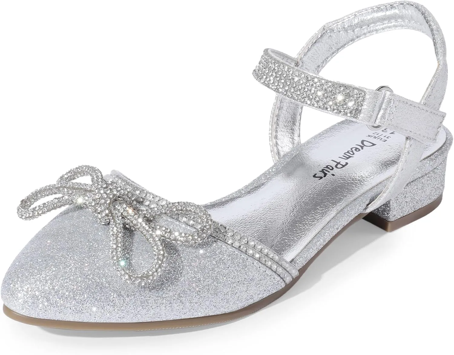 DREAM PAIRS Girls Sandals Closed Toe Dress Low Heels Pointed Toe Pump Flower Shoes for Little Big Kids Wedding Princess Party