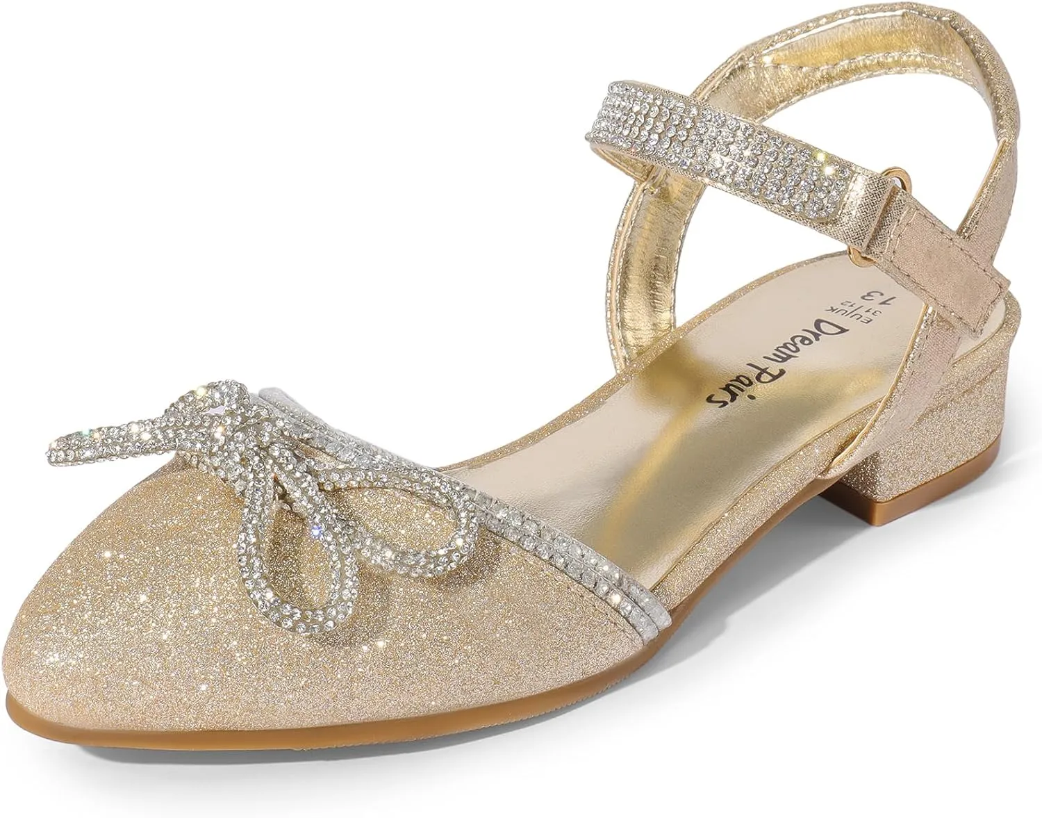 DREAM PAIRS Girls Sandals Closed Toe Dress Low Heels Pointed Toe Pump Flower Shoes for Little Big Kids Wedding Princess Party