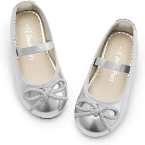 DREAM PAIRS Toddler Girls Dress Shoes Flower Girl Ballet Bow Flats for Party, Wedding, Performance, School, Christmas