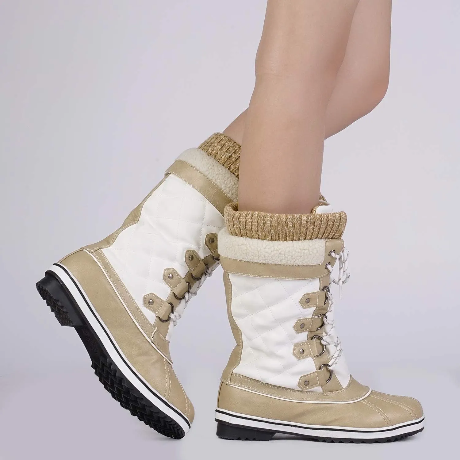 DREAM PAIRS Women's Mid-Calf Waterproof Winter Snow Boots MONTE_02