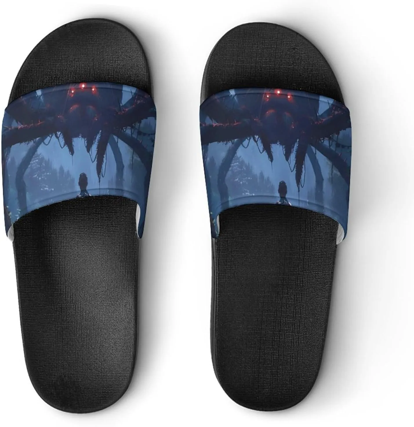 Explorer Meets Monster in The Woods PVC Home Slippers Beach Shower Sandals Summer Non-Slip Outdoor Shoes for Men Women