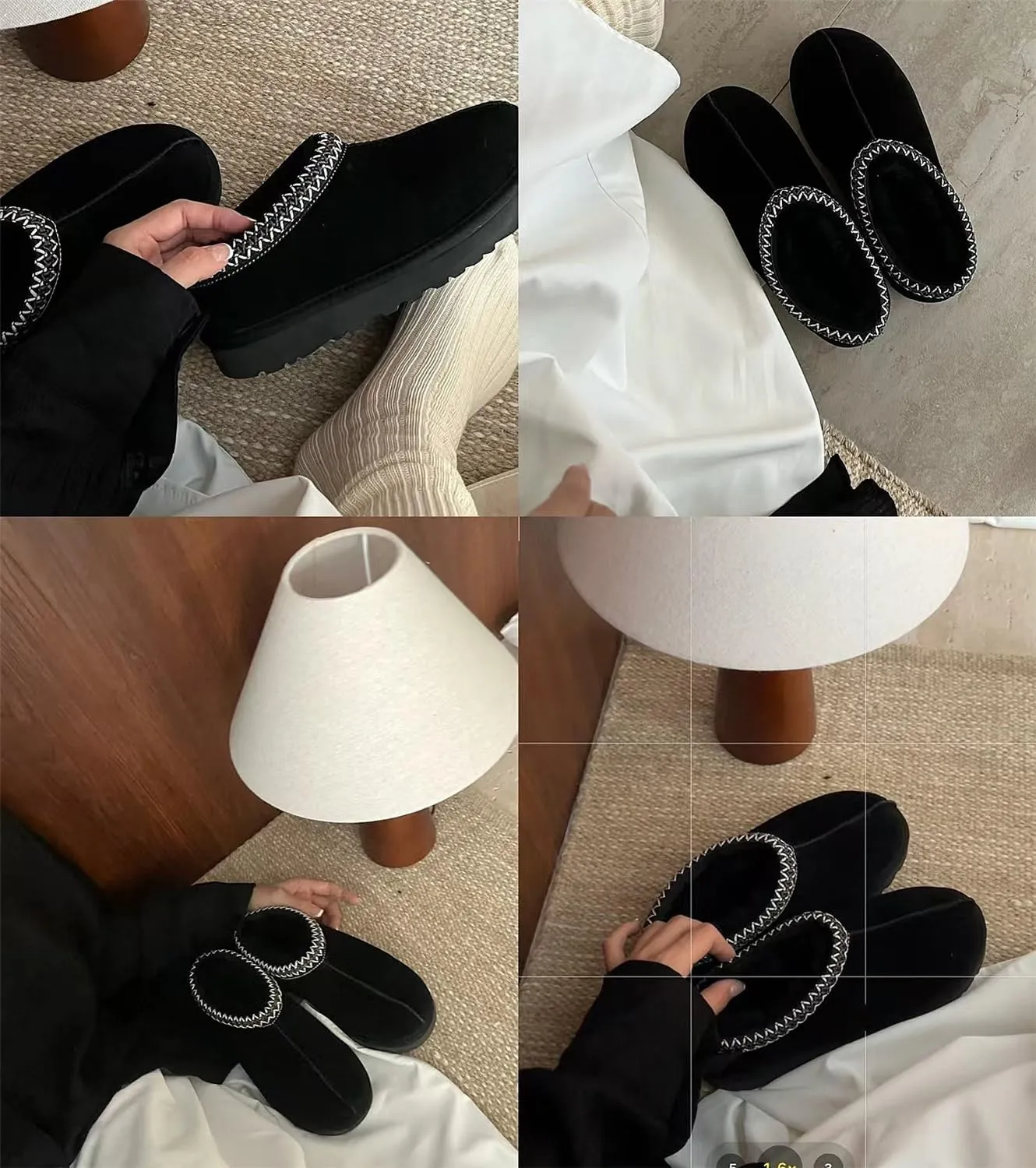 Fashion Plush Platform Slippers - Women's Trend Mini Fleece Lined Anti Slip Short Ankle Boots for Outdoor & Indoor Use