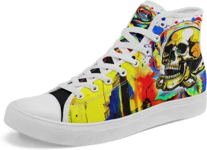 Fashion Skull High-Top Canvas Shoes for Men Women -Unique Vibrant High Top Sneakers Comfortable Casual Shoes