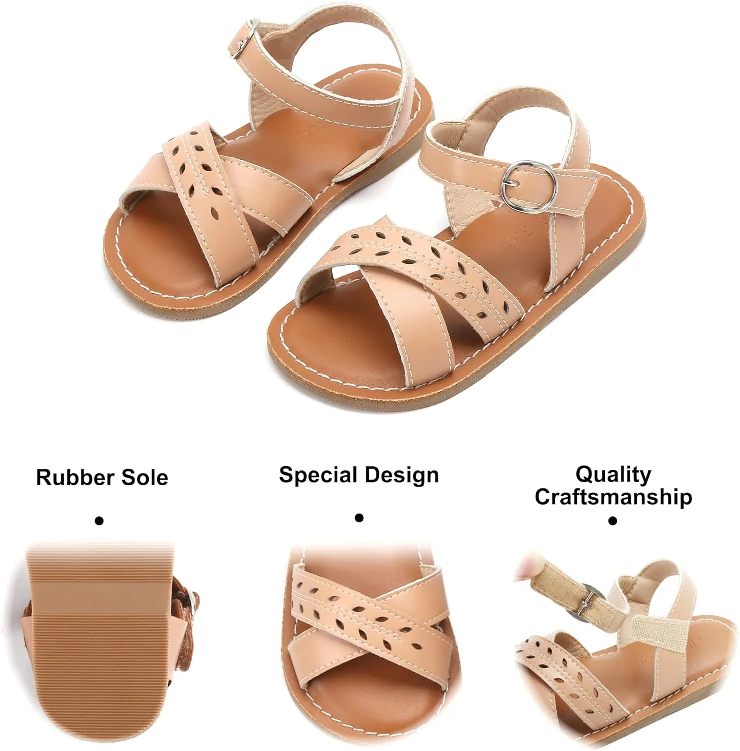 Felix & Flora Toddler Girl Sandals - Little Girl Easter Summer Dress Shoes Lightweight Open Toe Beach Holiday.