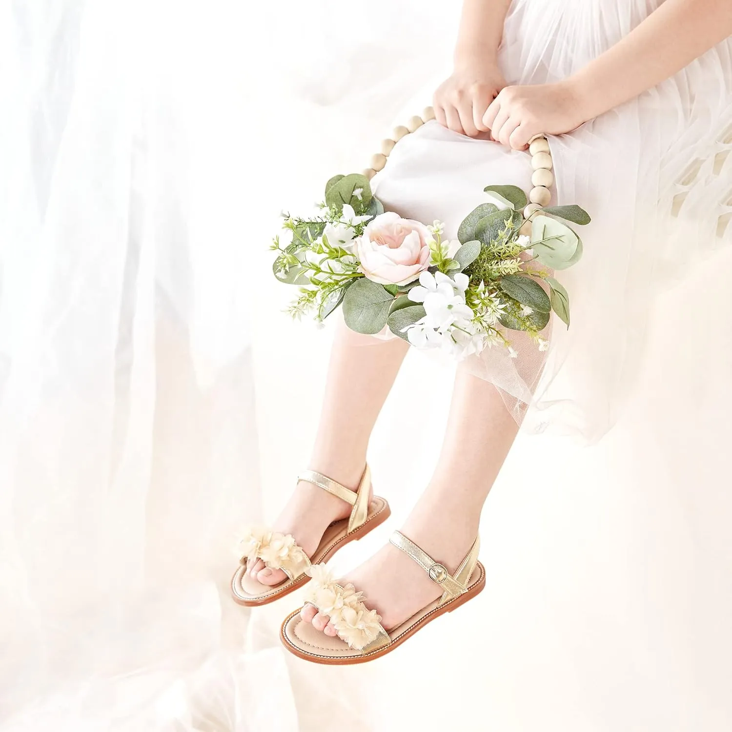 Felix & Flora Toddler Girl Sandals - Little Girl Easter Summer Dress Shoes Lightweight Open Toe Beach Holiday.