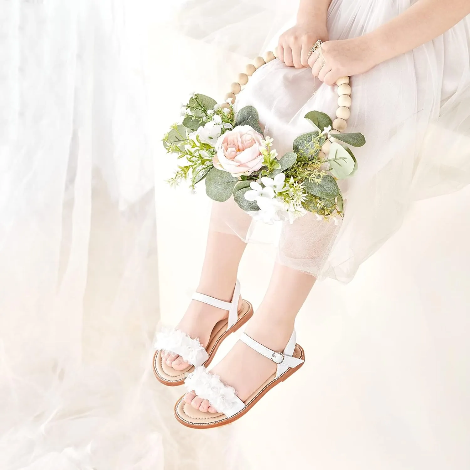 Felix & Flora Toddler Girl Sandals - Little Girl Easter Summer Dress Shoes Lightweight Open Toe Beach Holiday.