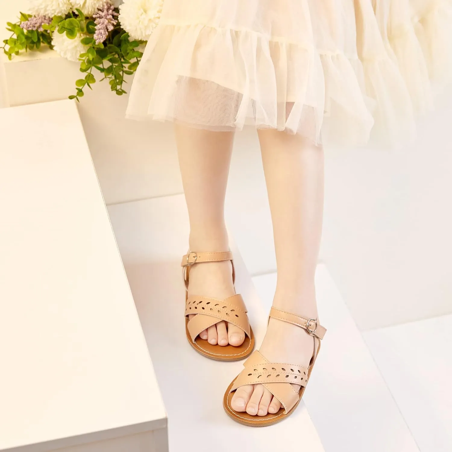 Felix & Flora Toddler Girl Sandals - Little Girl Easter Summer Dress Shoes Lightweight Open Toe Beach Holiday.