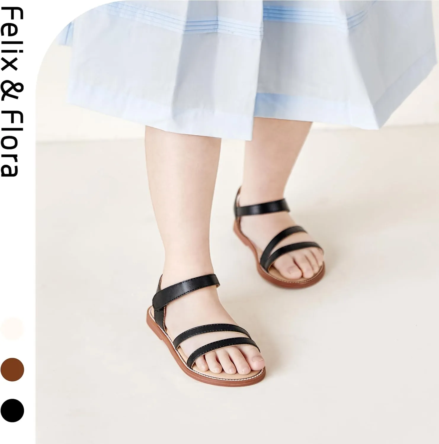 Felix & Flora Toddler Girl Sandals - Little Girl Easter Summer Dress Shoes Lightweight Open Toe Beach Holiday.