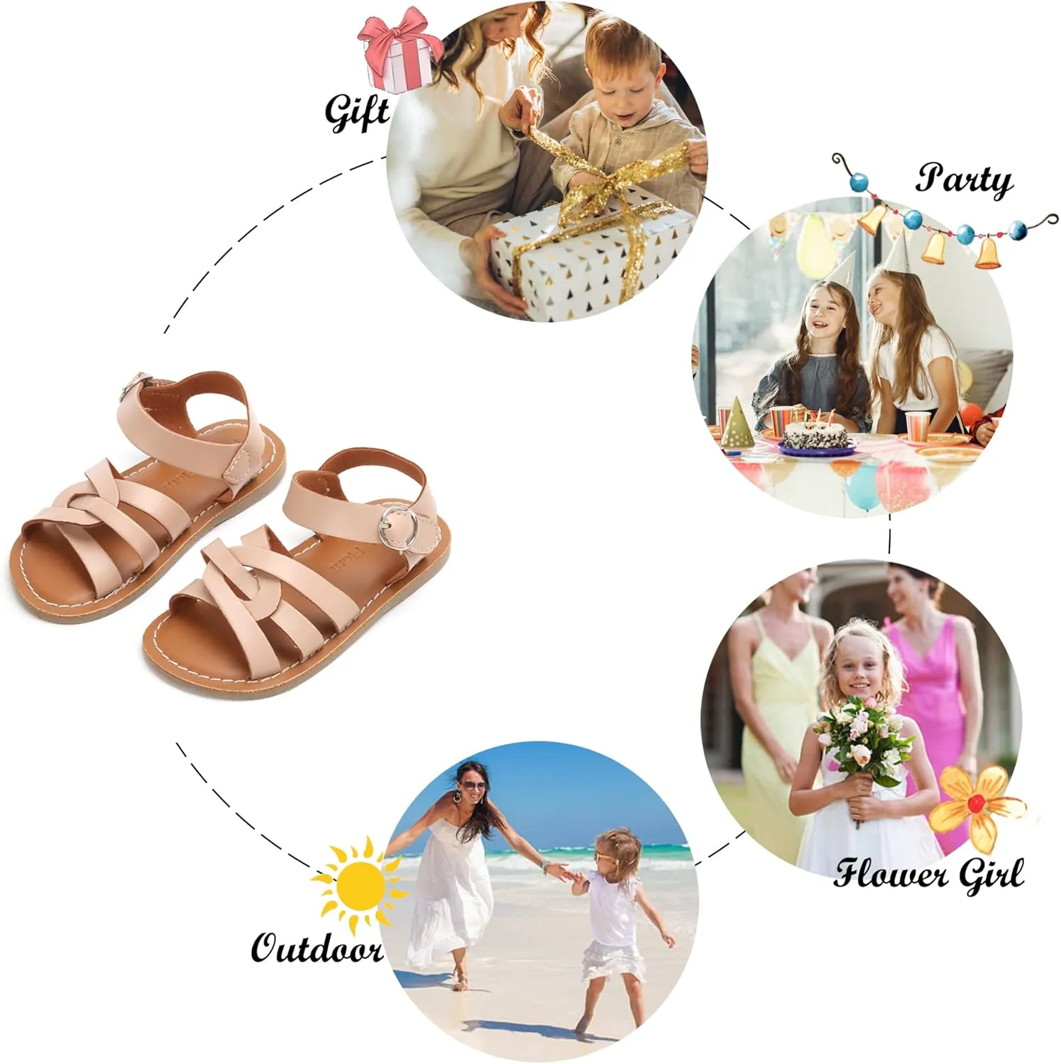 Felix & Flora Toddler Girl Sandals - Little Girl Easter Summer Dress Shoes Lightweight Open Toe Beach Holiday.