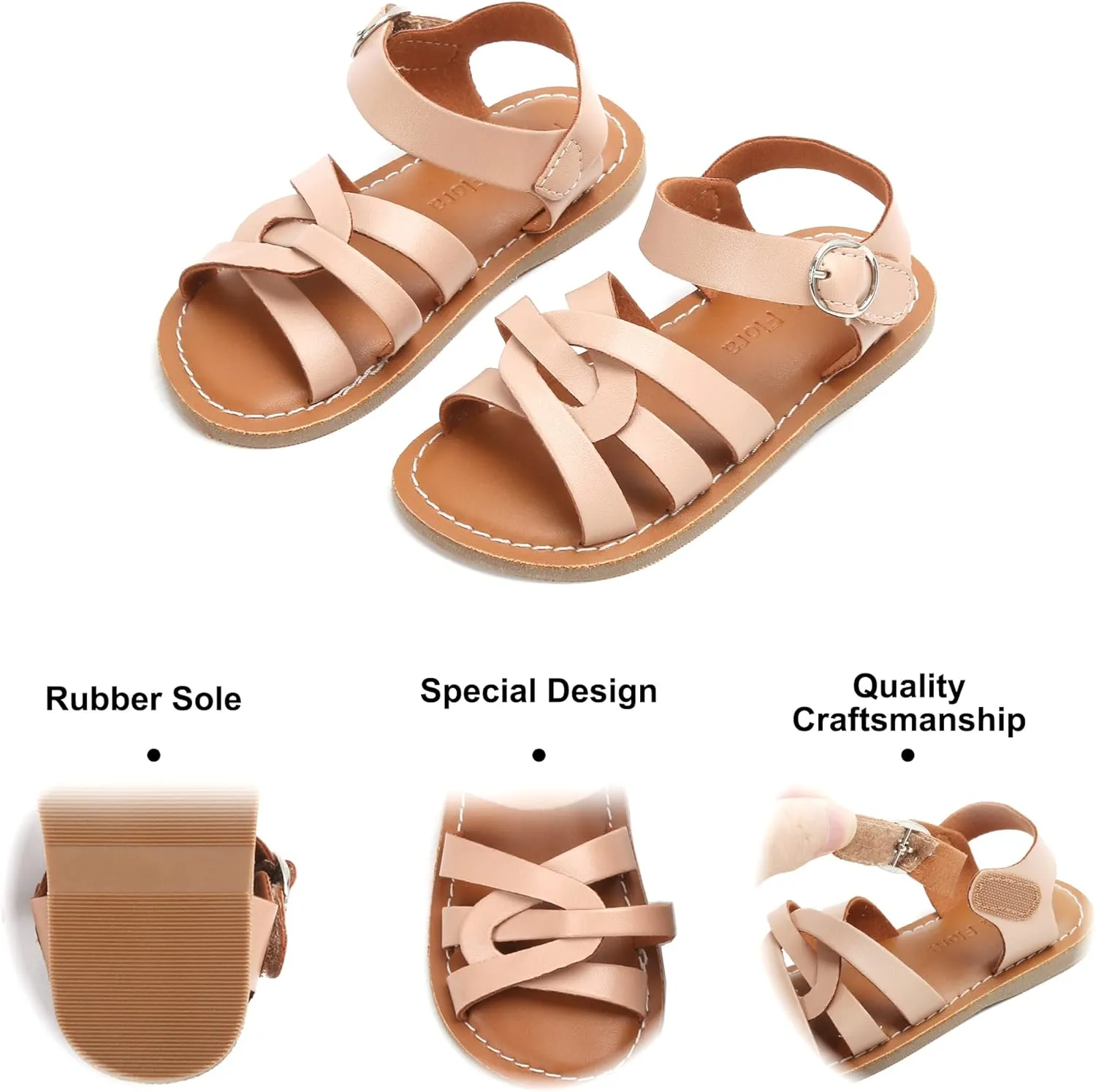Felix & Flora Toddler Girl Sandals - Little Girl Easter Summer Dress Shoes Lightweight Open Toe Beach Holiday.