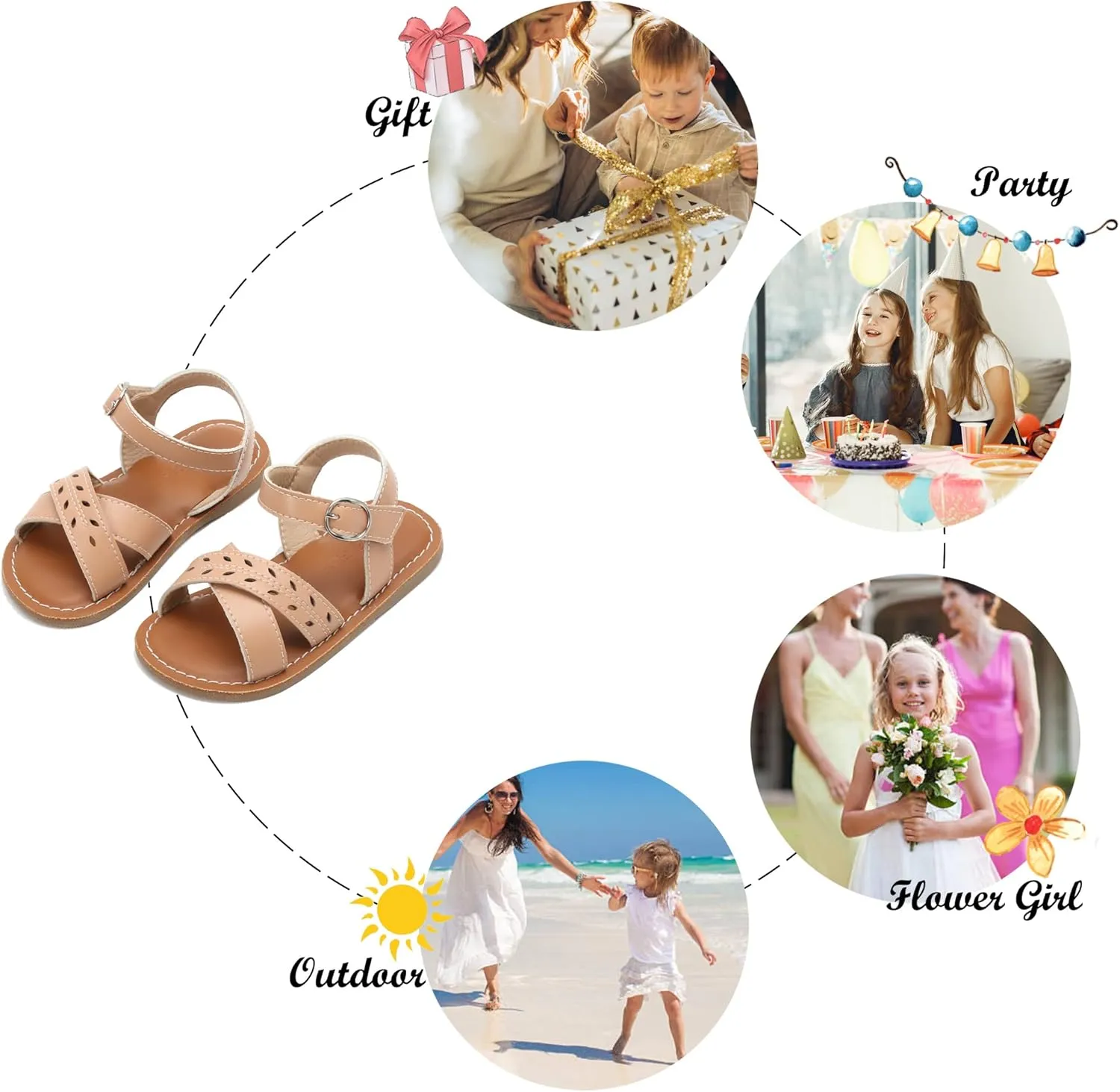 Felix & Flora Toddler Girl Sandals - Little Girl Easter Summer Dress Shoes Lightweight Open Toe Beach Holiday.
