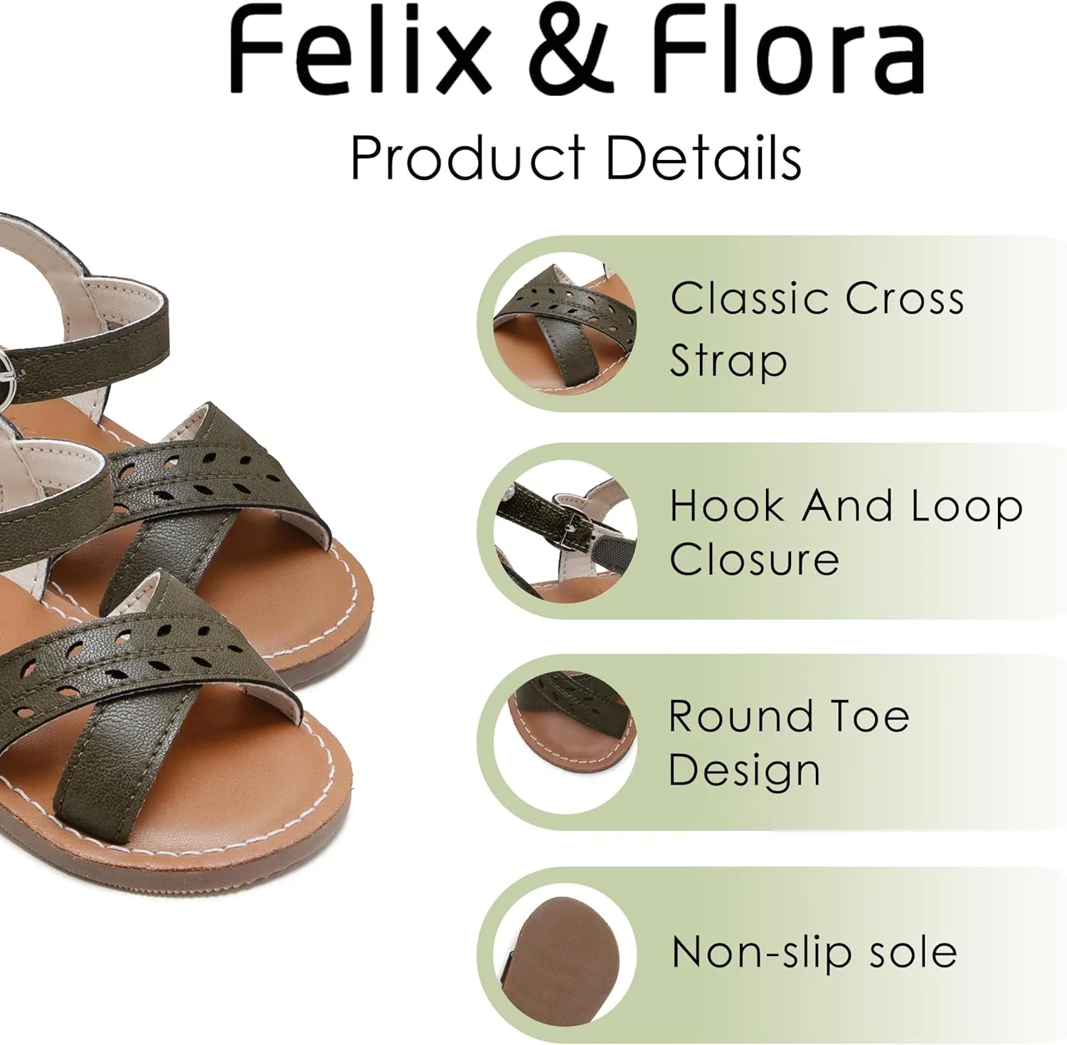 Felix & Flora Toddler Girl Sandals - Little Girl Easter Summer Dress Shoes Lightweight Open Toe Beach Holiday.