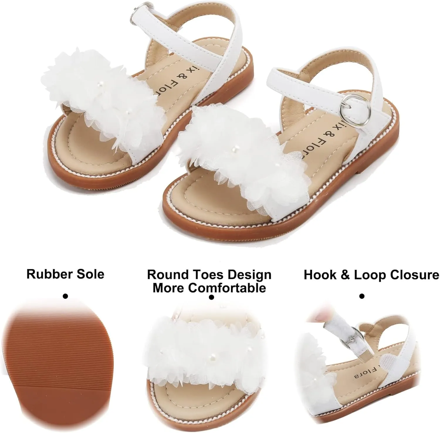 Felix & Flora Toddler Girl Sandals - Little Girl Easter Summer Dress Shoes Lightweight Open Toe Beach Holiday.