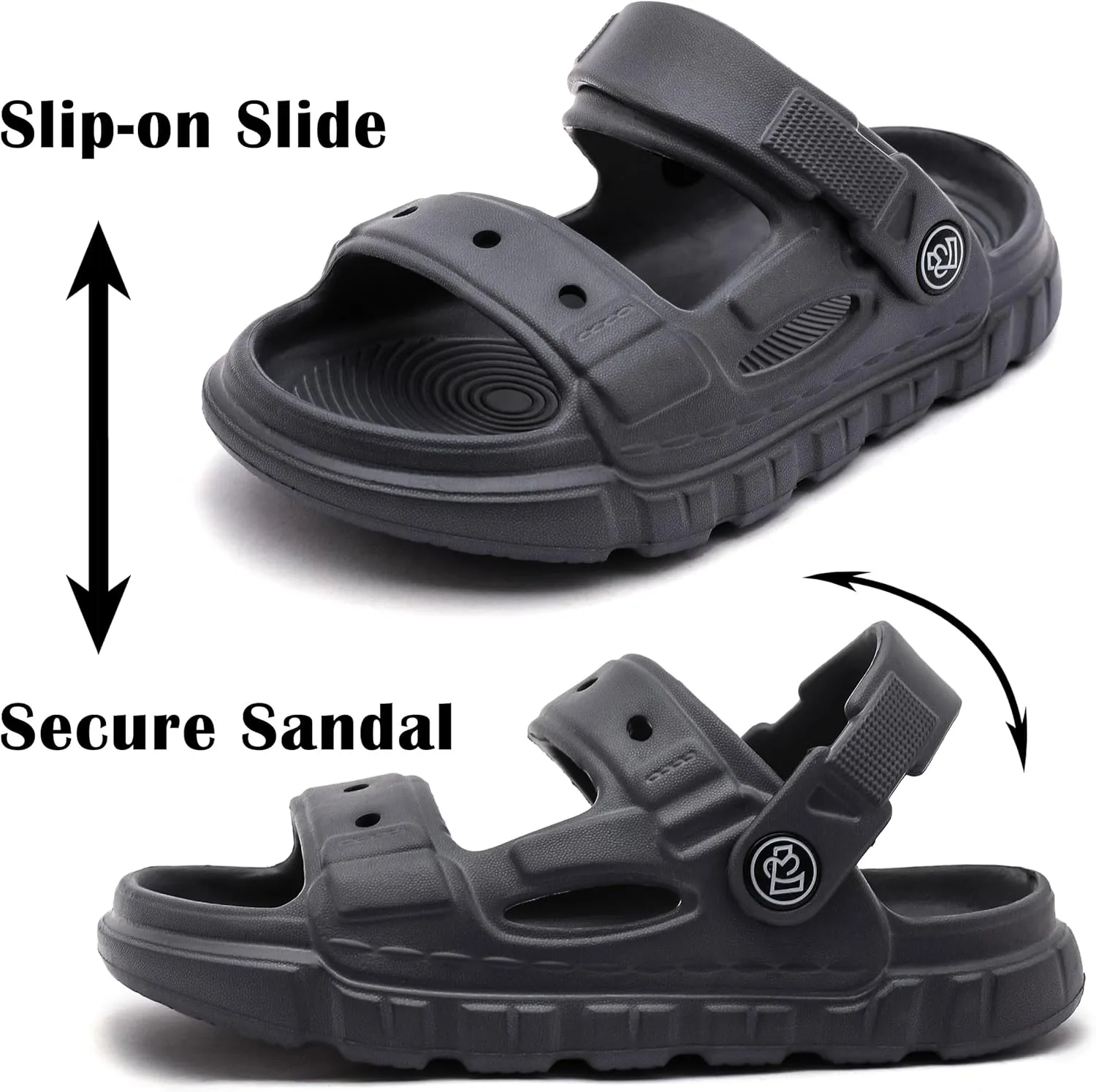 Femizee Kids 2-in-1 Sandals and Slides for Boys & Girls Lightweight Waterproof Slip-On Sandals Summer Water Shoes for Beach Pool Garden Play