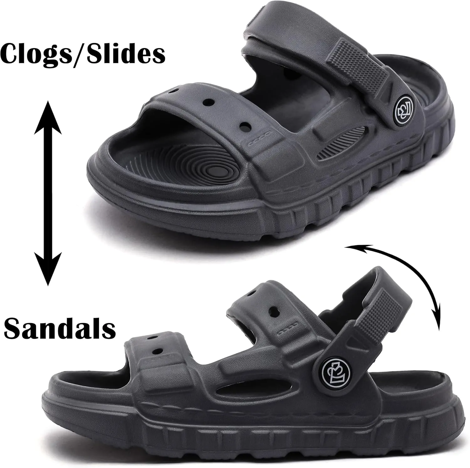 Femizee Kids 2-in-1 Sandals and Slides for Boys & Girls Lightweight Waterproof Slip-On Sandals Summer Water Shoes for Beach Pool Garden Play