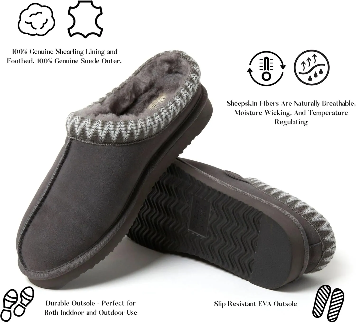 Fireside by Dearfoams Women's Greta Genuine Shearling Indoor Outdoor Clog