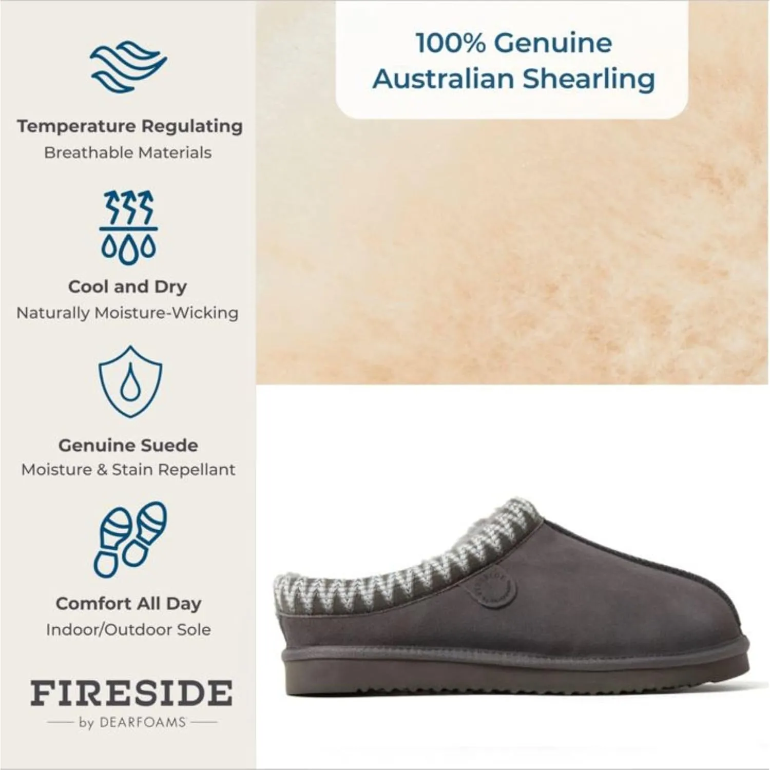 Fireside by Dearfoams Women's Greta Genuine Shearling Indoor Outdoor Clog