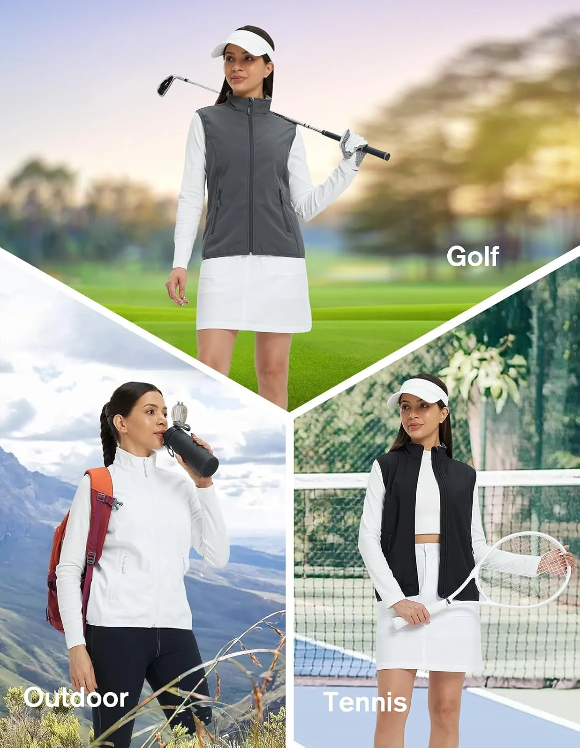 fit space Women's Softshell Vest Athletic Warm Up Sleeveless Scrub Jacket Zip Pockets Cycling Running Golf
