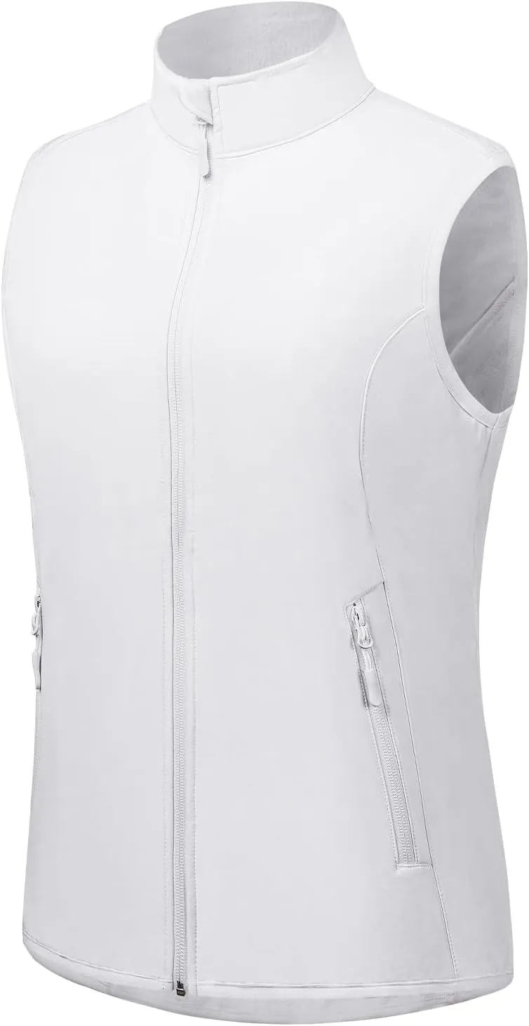 fit space Women's Softshell Vest Athletic Warm Up Sleeveless Scrub Jacket Zip Pockets Cycling Running Golf