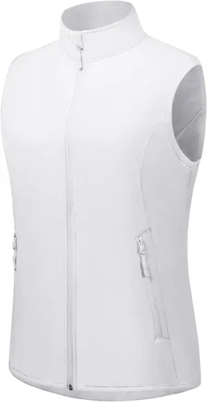 fit space Women's Softshell Vest Athletic Warm Up Sleeveless Scrub Jacket Zip Pockets Cycling Running Golf