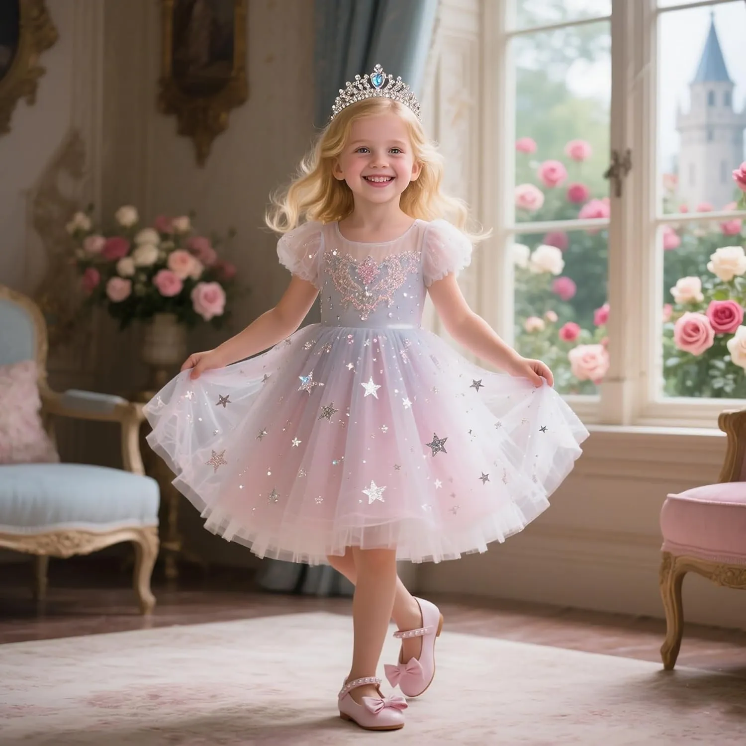 Flaryzone Toddler/Little Girls' Ballerina Flat Mary Jane Princess Dress Shoes - Wedding School Party