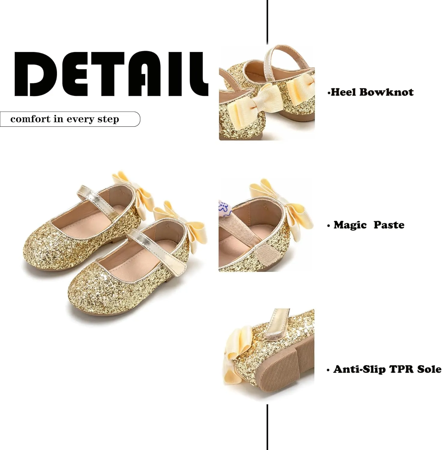 Flaryzone Toddler/Little Girls' Ballerina Flat Mary Jane Princess Dress Shoes - Wedding School Party