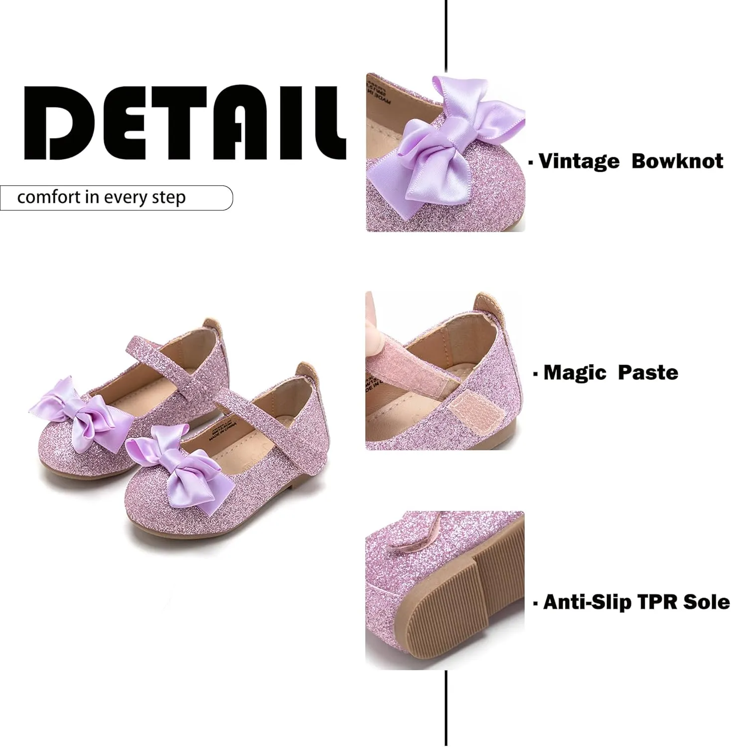 Flaryzone Toddler/Little Girls' Ballerina Flat Mary Jane Princess Dress Shoes - Wedding School Party