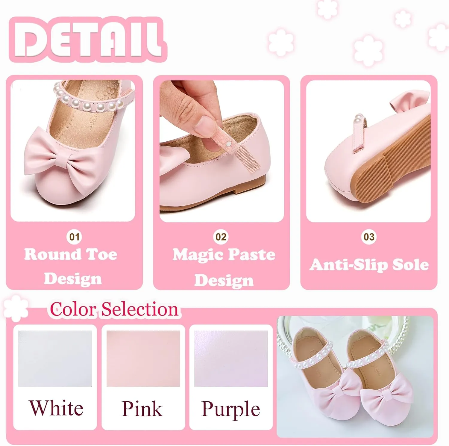 Flaryzone Toddler/Little Girls' Ballerina Flat Mary Jane Princess Dress Shoes - Wedding School Party