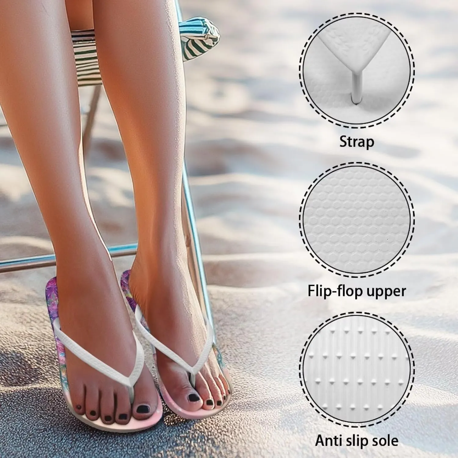 Flip Flops for Women Summer Soft Beach Slippers Lightweight Indoor and Outdoor Sandals