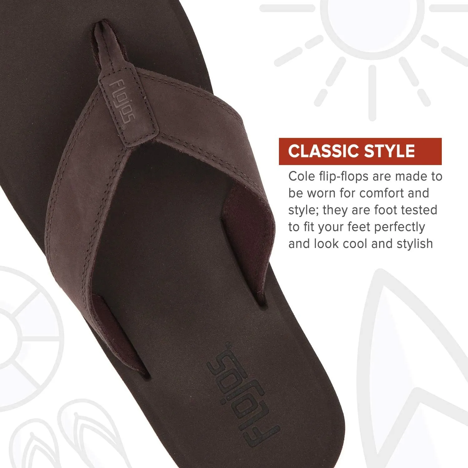 Flojos Cole Genuine Leather Perforated Strap Mens Sandal