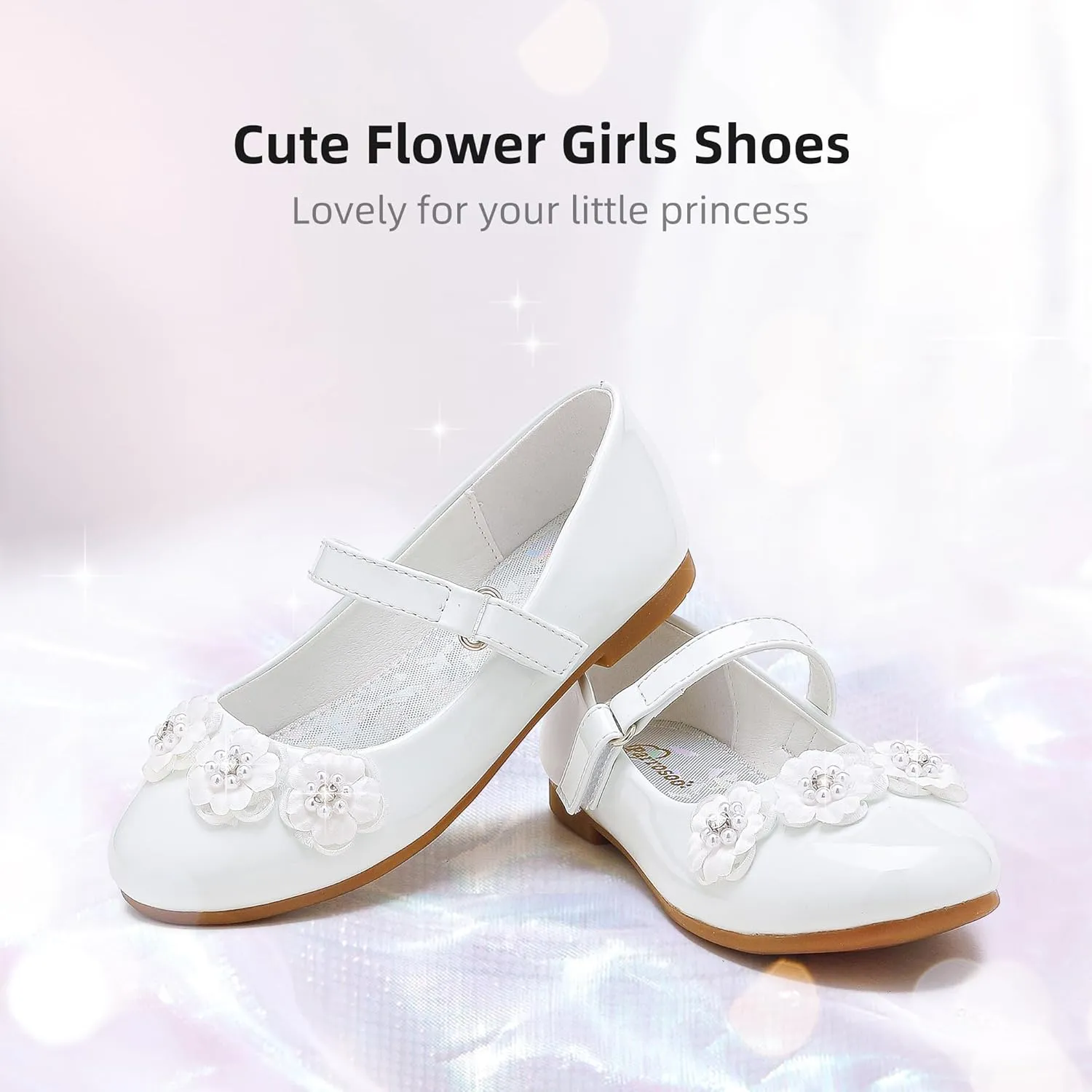 Flower Girl Shoes Dress Shoes Toddler Girls Flats Low Heel Princess Wedding Shoes for Little Big Kids