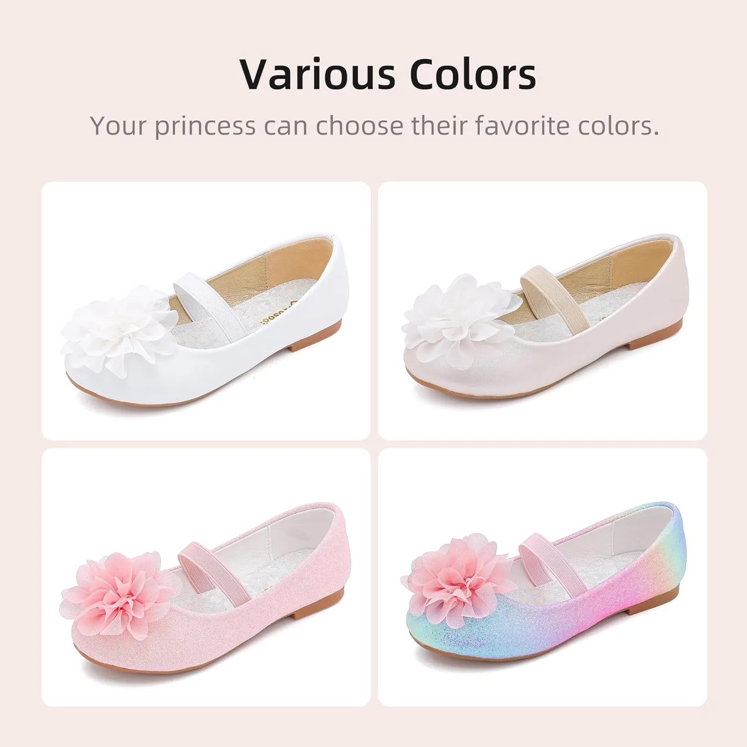Flower Girl Shoes Dress Shoes Toddler Girls Flats Low Heel Princess Wedding Shoes for Little Big Kids