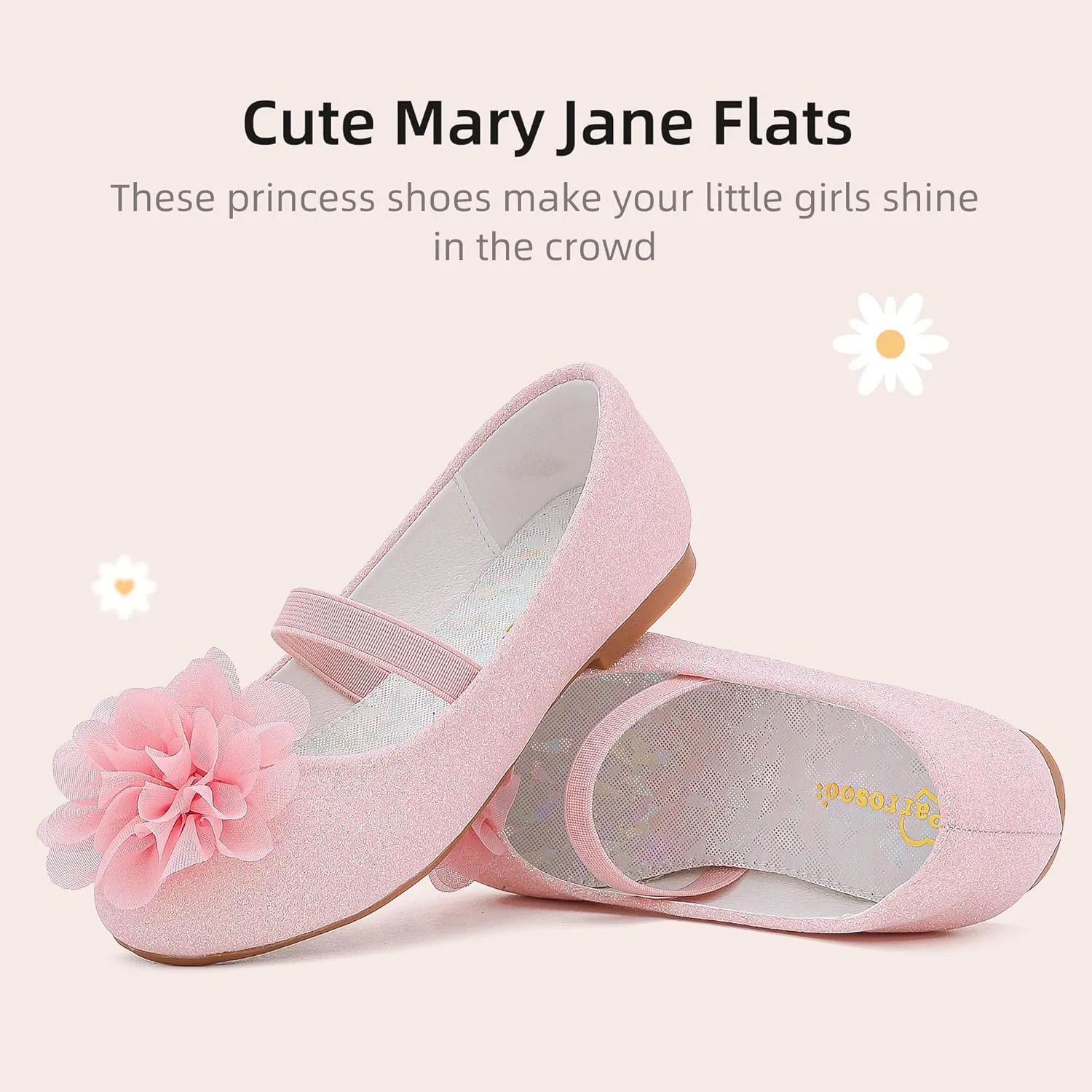 Flower Girl Shoes Dress Shoes Toddler Girls Flats Low Heel Princess Wedding Shoes for Little Big Kids