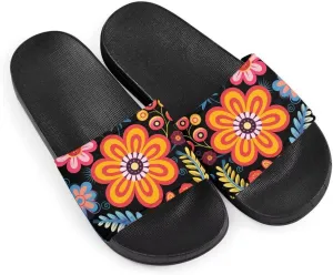 Flower Print Sandals for Women Slide Sandals Casual Lightweight Non Slip Summer Slippers