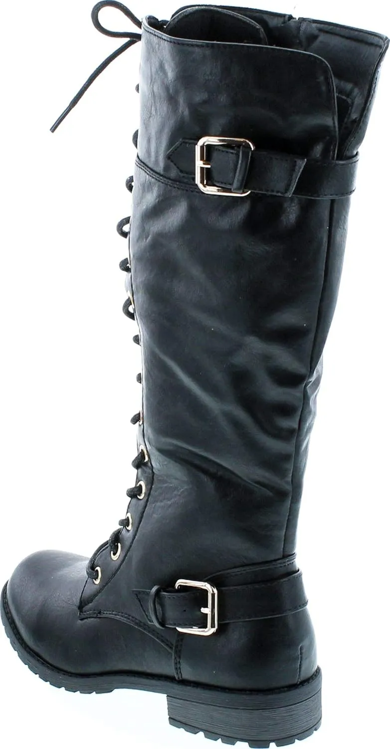 Forever Link Mango 27 Womens Knee High Buckle Riding Boots