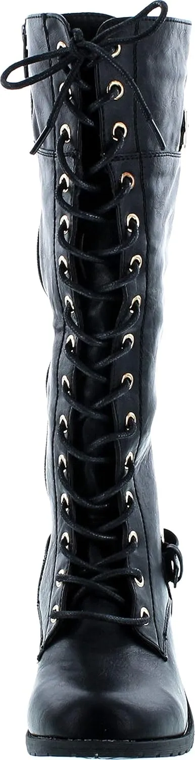 Forever Link Mango 27 Womens Knee High Buckle Riding Boots