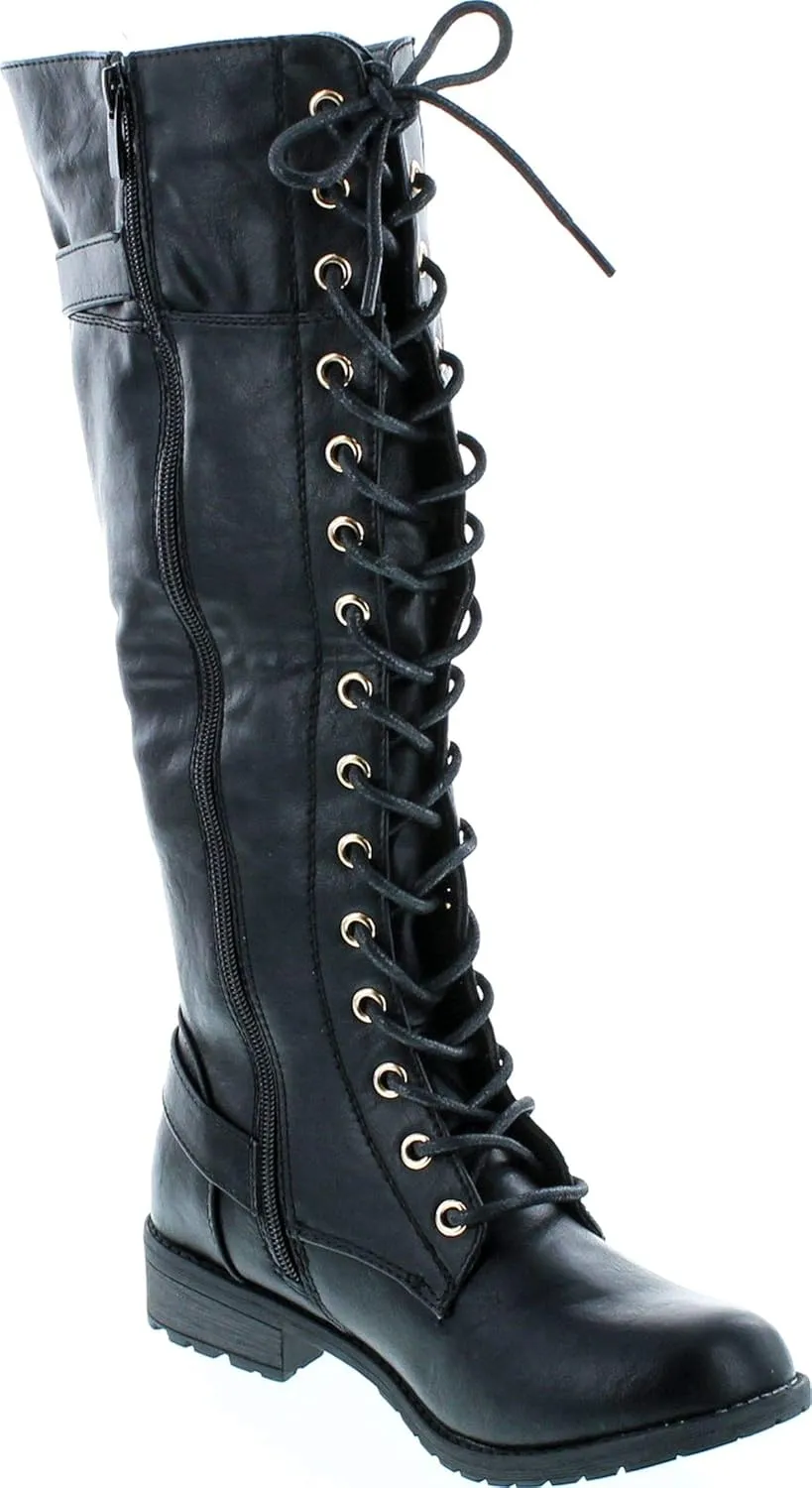 Forever Link Mango 27 Womens Knee High Buckle Riding Boots