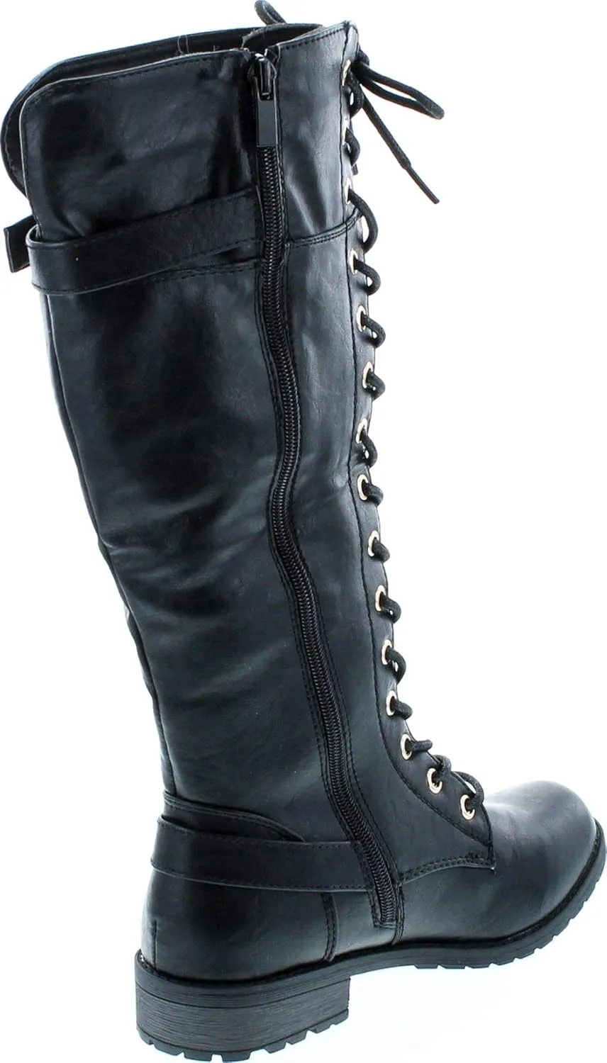Forever Link Mango 27 Womens Knee High Buckle Riding Boots