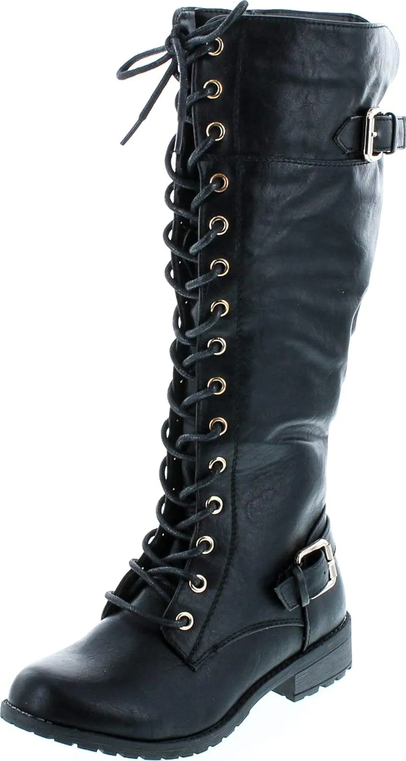 Forever Link Mango 27 Womens Knee High Buckle Riding Boots