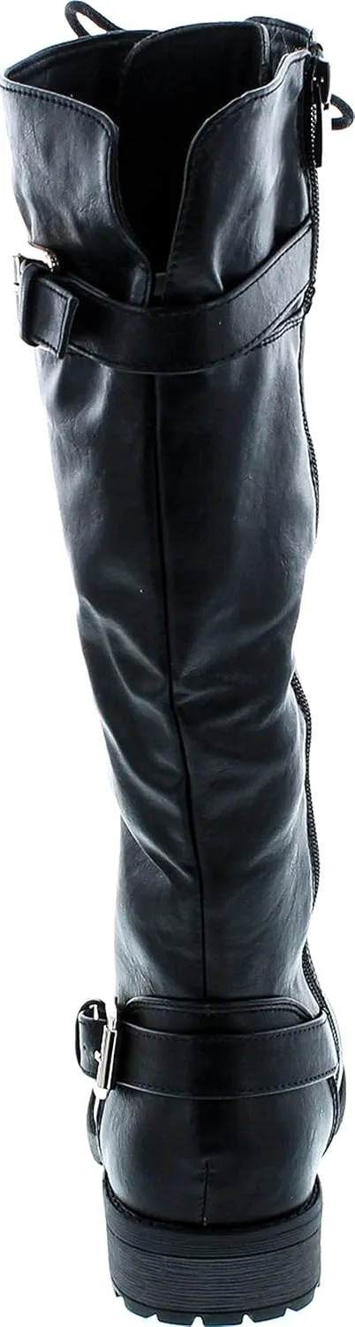 Forever Link Mango 27 Womens Knee High Buckle Riding Boots