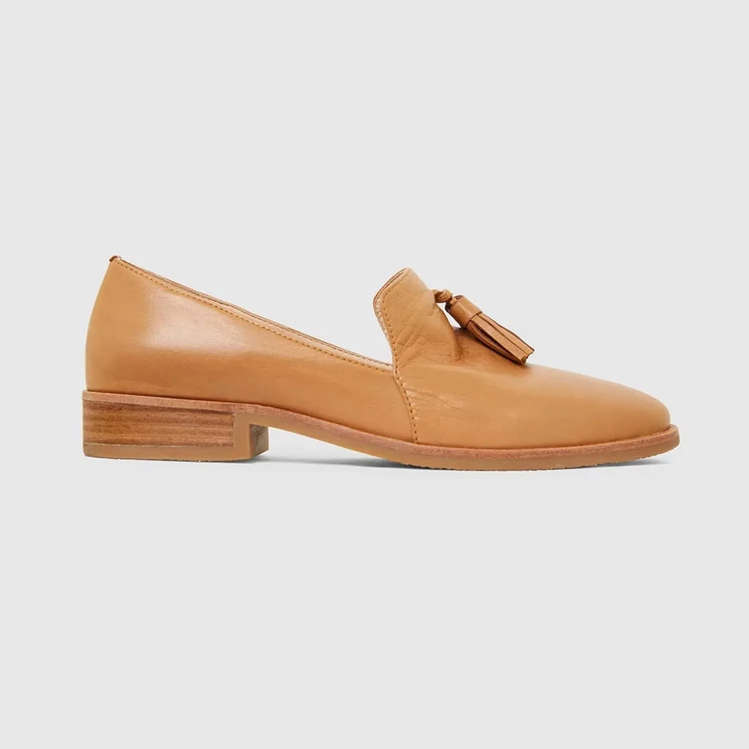 FOWT Double Tassel Trim Non-Slip Grip Sole Slip-on Low-Heel Pumps Synthetic Leather Iconic Fashion Almond Toe Shoes in Summer Spring Fall Comfort Wide Width Walking Loafers, Orange US Size 4-16 M