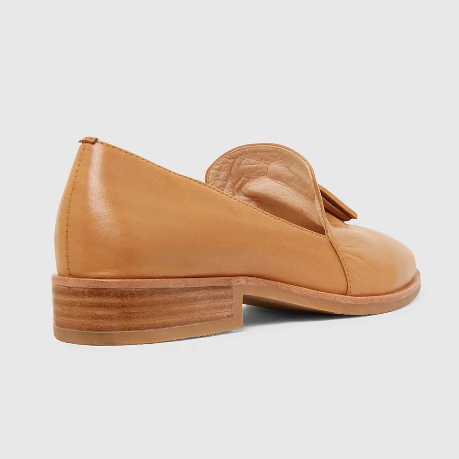 FOWT Double Tassel Trim Non-Slip Grip Sole Slip-on Low-Heel Pumps Synthetic Leather Iconic Fashion Almond Toe Shoes in Summer Spring Fall Comfort Wide Width Walking Loafers, Orange US Size 4-16 M