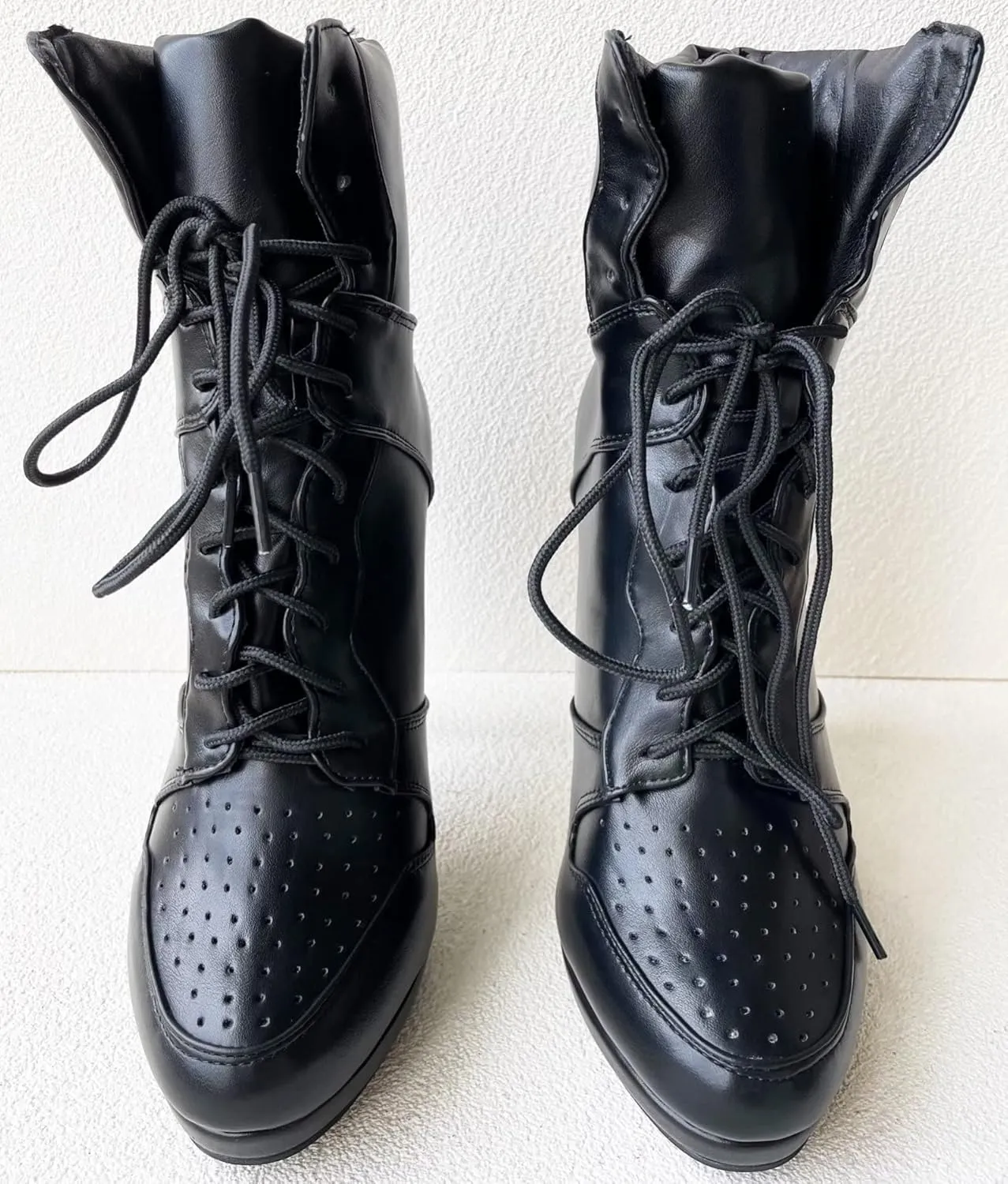 Frankie Hsu Sport Basketball High Heeled Ankle Boots, Casual Black Sneaker Style Bootie, Big Size Fashion Designer Lace Up Shoes For Women Men