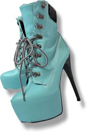 Frankie Hsu Stiletto Platform High Heeled Ankle Work Boots, Sexy Yellow Khaki Style Bootie, Big Size Fashion Designer Tooling Shoes For Women Men