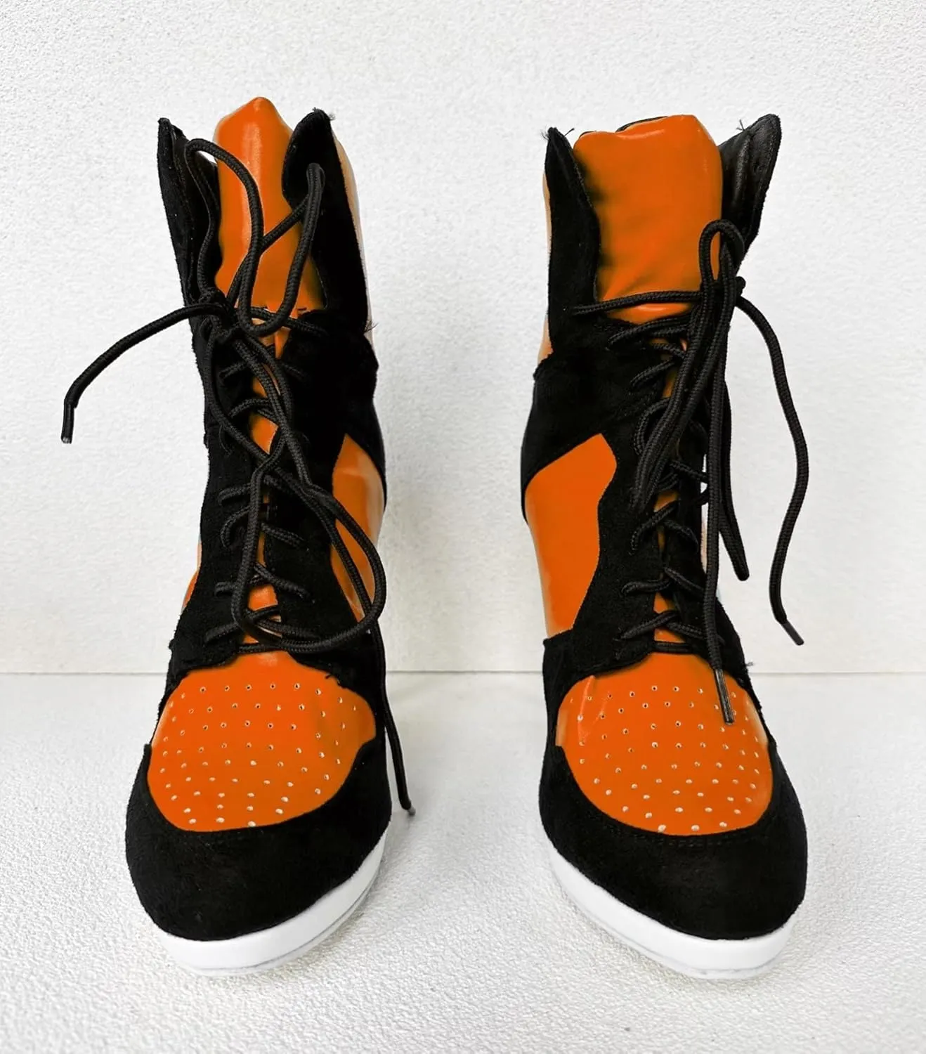 Frankie Hsu Stiletto Sport Basketball High Heeled Ankle Boots, Black Suede Classic White Sneaker Bootie, Big Size Fashion Designer Shoes For Women Men