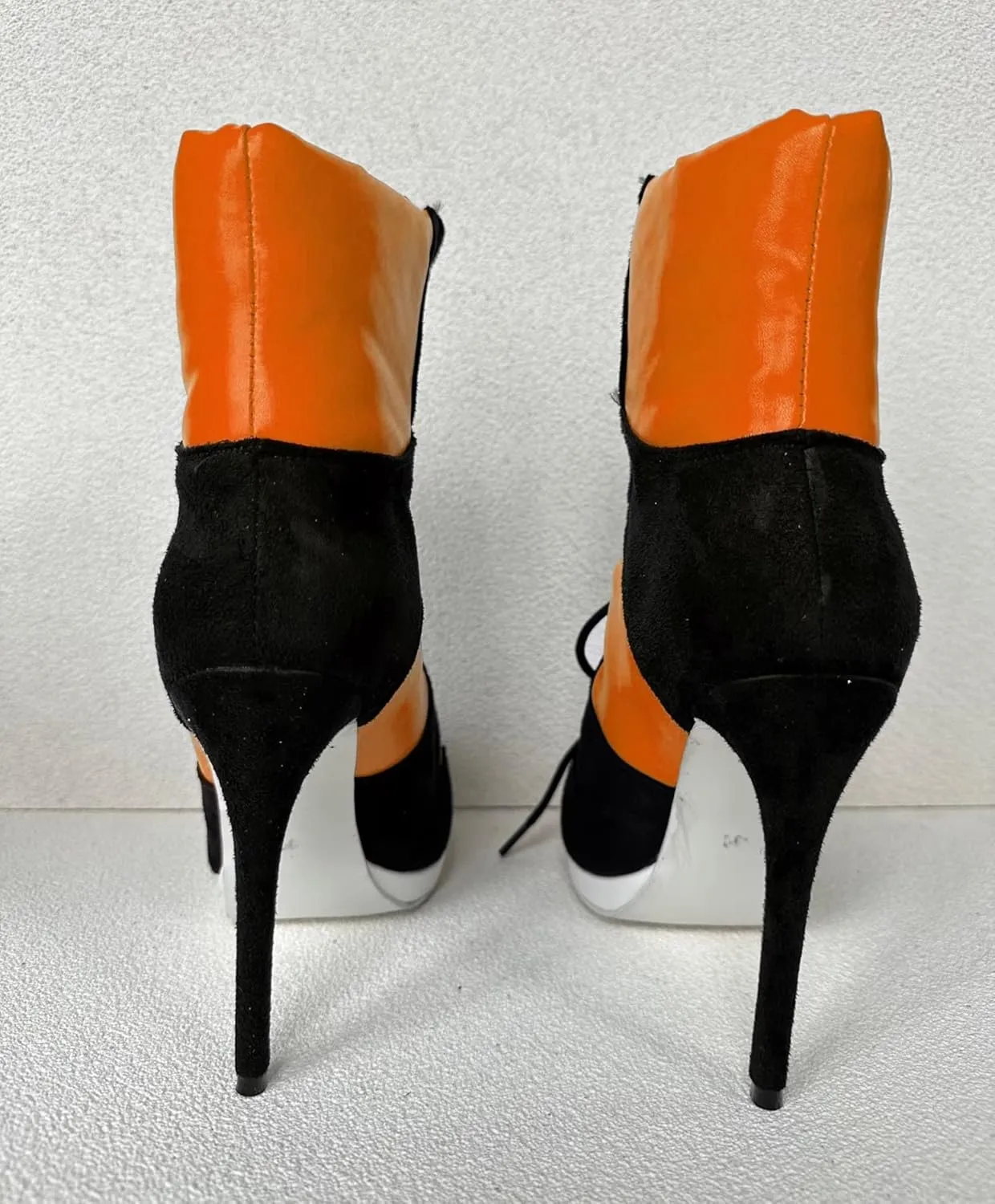 Frankie Hsu Stiletto Sport Basketball High Heeled Ankle Boots, Casual Black Royal Blue White Bottom Sole Sneaker Bootie, Big Size Designer Shoes For Women