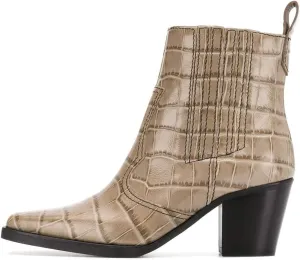 FSJ Women Mid Chunky Block Heel Chelsea Ankle Boot Square Toe Slip On Winter Fall Comfortable Booties Formal Casual Dress Shoes Size 4-15 US