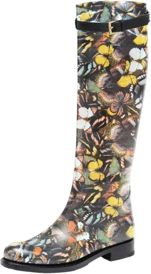 FSJ Women Regular Round Toe Flat Riding Knee High Boots Wide Calf Buckled Strappy Chunky Low Heel Western Long Boots Pull On Sexy Shoes Size 4-15 US