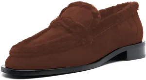 FSJ Women Winter Classic Flat Loafers Round Toe Comfort Chunky Low Heels Fur Lining Warm Moccasin Pumps Casual Slip On Indoor & Outdoor Shoes Size 4-15 US